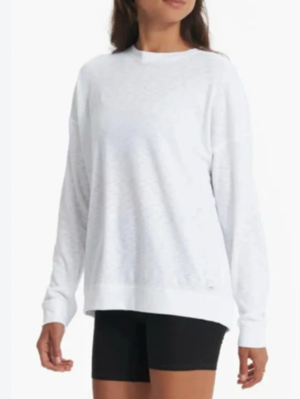 Vuori Women’s Long Sleeve Sunrise Crew Shirt Top White Rib Knit Size Small